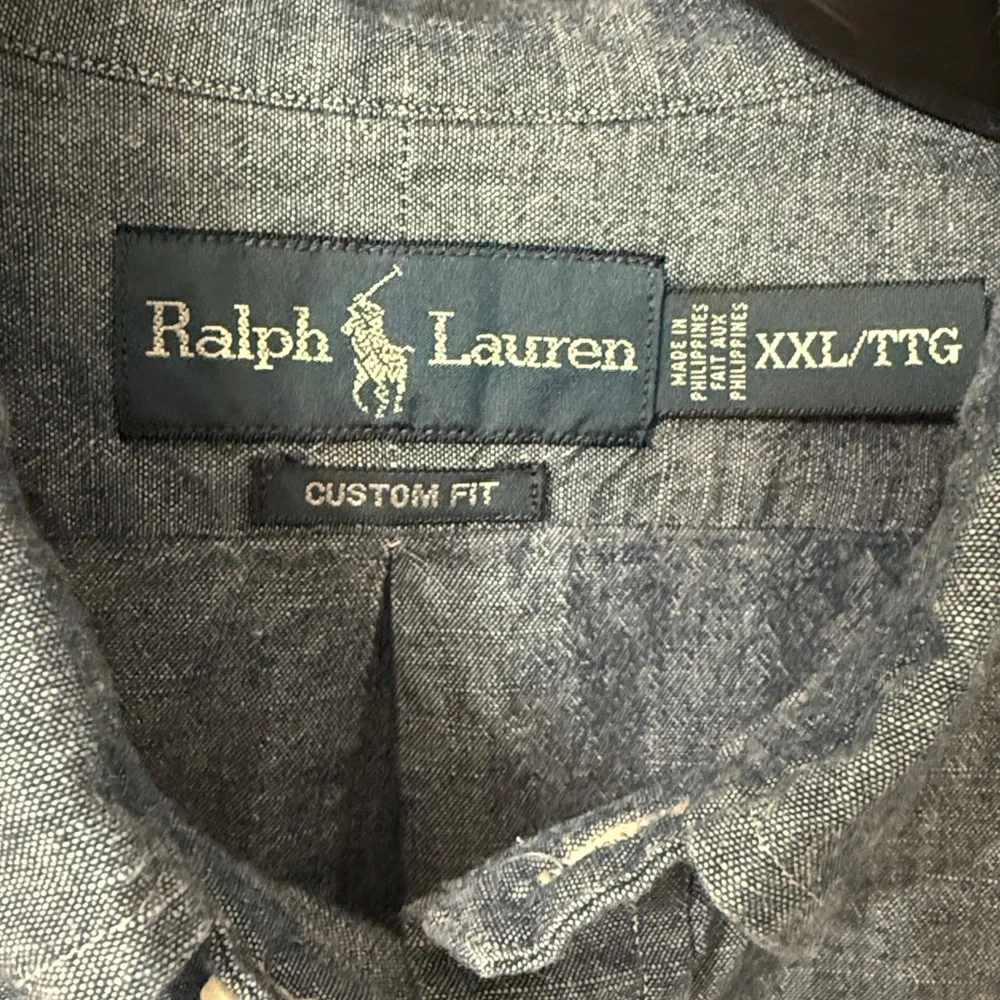 Ralph Lauren Men's Blue Custom Fit Button Down Shirt Dark XXL - Picture 3 of 6